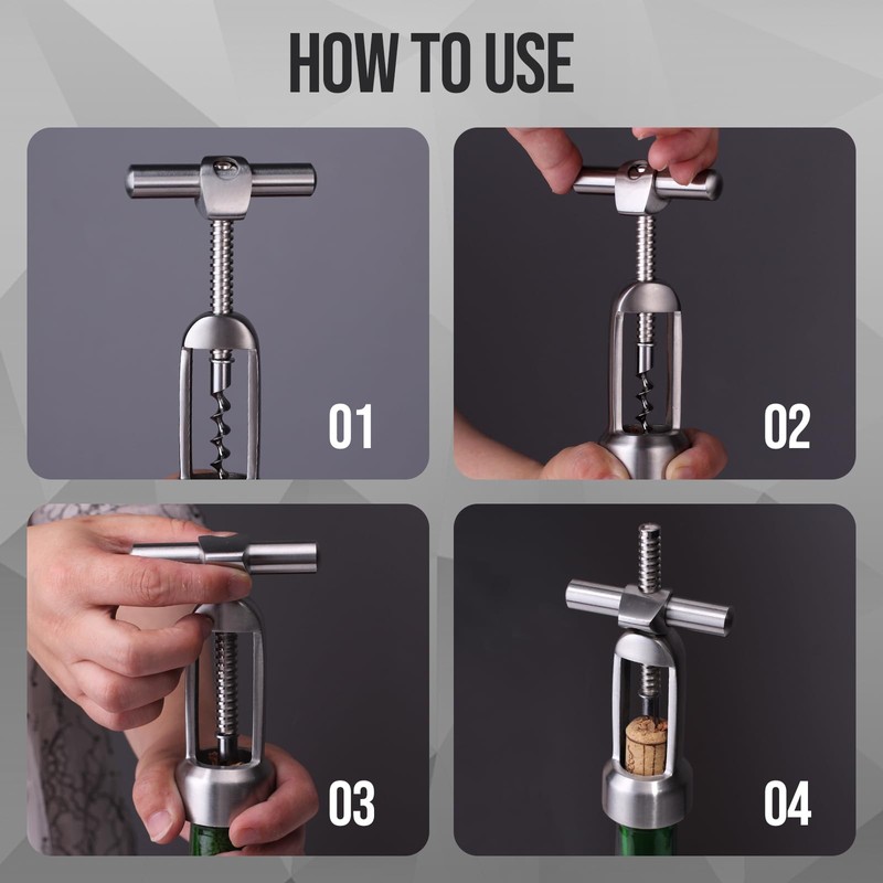 Drincarier screwpull-levers wine opener corkscrew self pulling corkscrew 18/8 stainless