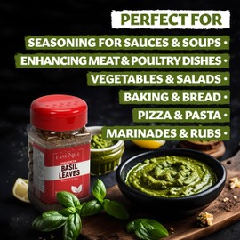 Eastanbul Dried Basil, 2.12oz, Dried Basil Leaves, Seasoning for Cooking and Food Seasoning, Perfect for Pesto, Pasta, Pizza, Mediterranean Sweet Spice, Turkish Feslegen, Albahaca Seca, Natural, Vegan