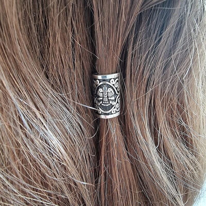 VALHALLA Viking Beard Bead 316L Steel Silver Stainless Steel Large
