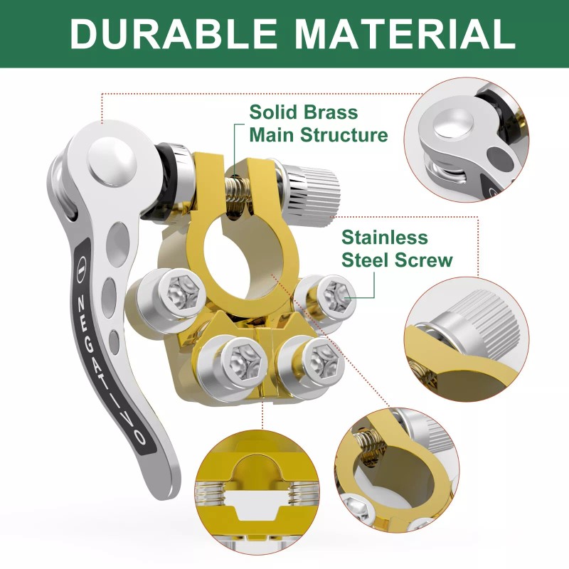 Lotfancy 2pcs Car Battery Terminal Connector 4 Way Positive Negative