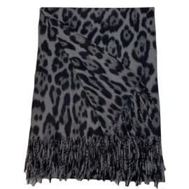 Secret for Longevity Extra Large Long Black Grey Slate Smokey Heather Gray Ocelot Leopard Cheetah Animal Print Scarf Wrap Shawl Pashmina Medium Weight Cashmere Feel 28" x 70" inches