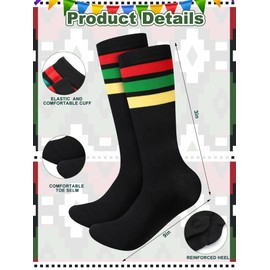 Cutecrop 4 Pairs Black History Month Socks for Men African Flag Crew Socks Juneteenth Novelty Dress Socks for African Men(Black History)