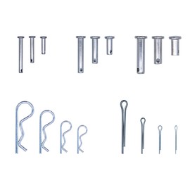 Tutuxio 185pcs Cotter Pins Hair Pin Clevis Pin Set, Stainless Steel Single Hole Clevis Pin, Zinc Plated Hardware Pins R Clip Key Fastener Fitting for Automotive, Machinery, Lawn Mowers, DIY Projects