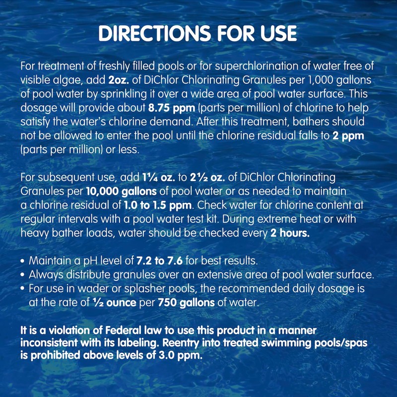 Dichlor Chlorinating Granules - Pool Chlorine Granules for Swimming Pool,
