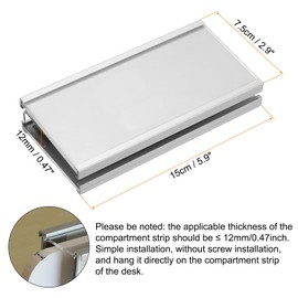 PATIKIL 5.9 x 2.9inch Glass Cubicle Aluminum Name Plate Holder,Hanging Type Double Side 12mm Glass Track for Desk Screen Office Sign Holder