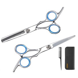 ArRord Professional 6" Hair Cutting Scissors Kits Stainless Steel Barber Scissors Shears and Thinning/Texturizing Scissors Set/Adjustment Tension Screw/Leather Case and Comb