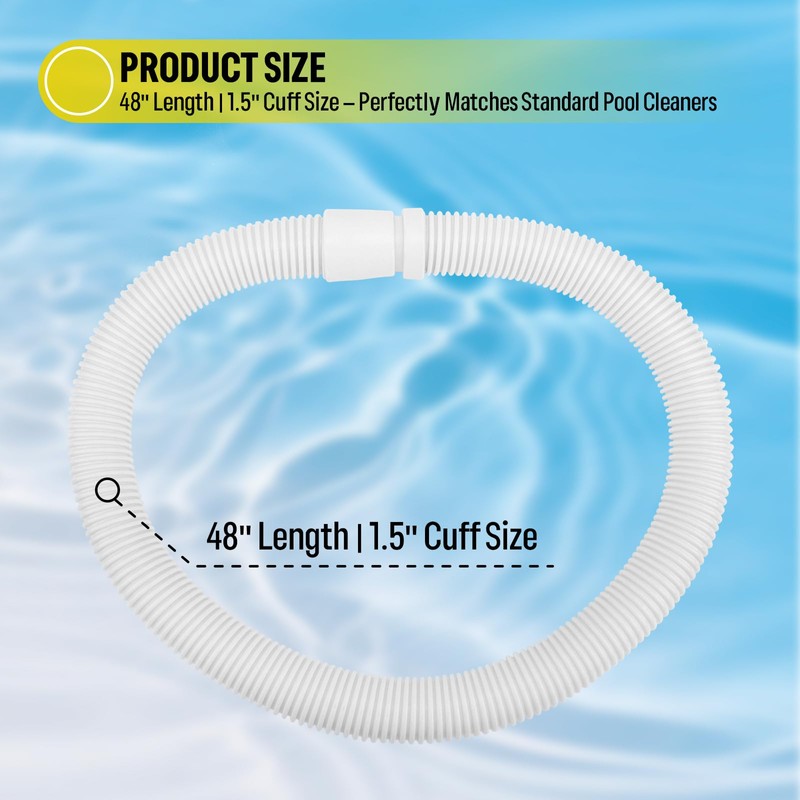 Two Pack 48" Universal Pool Vacuum Hose, Premium Replacement Suction