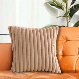 TUKUMO Fuwamoko Cushion Cover Scandinavian Stylish Cute Fur Faux Fur Fluffy Soft Fluffy Cushion Cover for Sofa Back Cover Decorative Pillowcase Cushion Cover (Beige, 17.7 x 17.7 inches (45 x 45 cm)