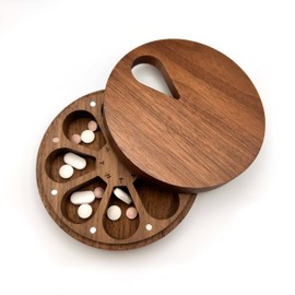 Wooden 7 Days Pill Box (Solid Walnut - Engraved)