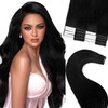 Eliysako Professional Invisible Tape hair human Hair Extensions #1 Jet