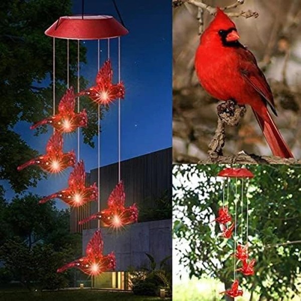 Does not apply Solar Cardinal Red Bird Wind Chime, Solar-Powered