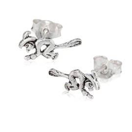 NKlaus Pair of witch stud earrings, 925 silver, 12 x 6 mm, gothic earrings, amulet 12372, Sterling Silver