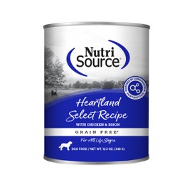 NutriSource Grain Free Heartland Select Recipe Dog Food, Premium Wet Dog Food, 12.3 Ounce (Pack of 12)