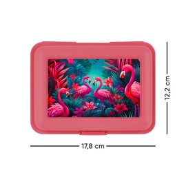 Baagl Children's Lunch Box for School - Lunch Box for Girls, Boys, Nursery - Lunch Box, Lunch Box, Snack Box (Flamingos)