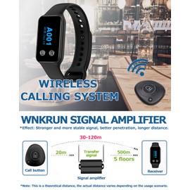 WNKRUN Drahtloses Rettungssanitäter-Rufsystem,Notfallknopf Für Senioren Hausnotruf,Pflegerufset,Hausinterner Notruf Vollständig Wasserdicht Mit 1 Armbandempfänger Und 5 Ruftasten[2VTM2B]