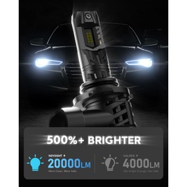 NOVSIGHT 9005 9006 Bulbs, 90W 6500K Cool White Light Bulbs, 1:1 Size Design with Cooling Fan, IP68 Waterproof, Plug and Play, HB3 HB4 Fog Lights, Pack Of 4