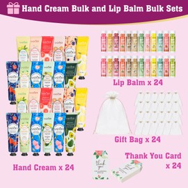 Hand Cream and Lip Balm Bulk Gift Set for Bridal Shower, Bridesmaid and Baby Shower Party Favors for Guests, Teacher Appreciation, Employee Appreciation, Small Christmas Thanksgiving Gifts for Women