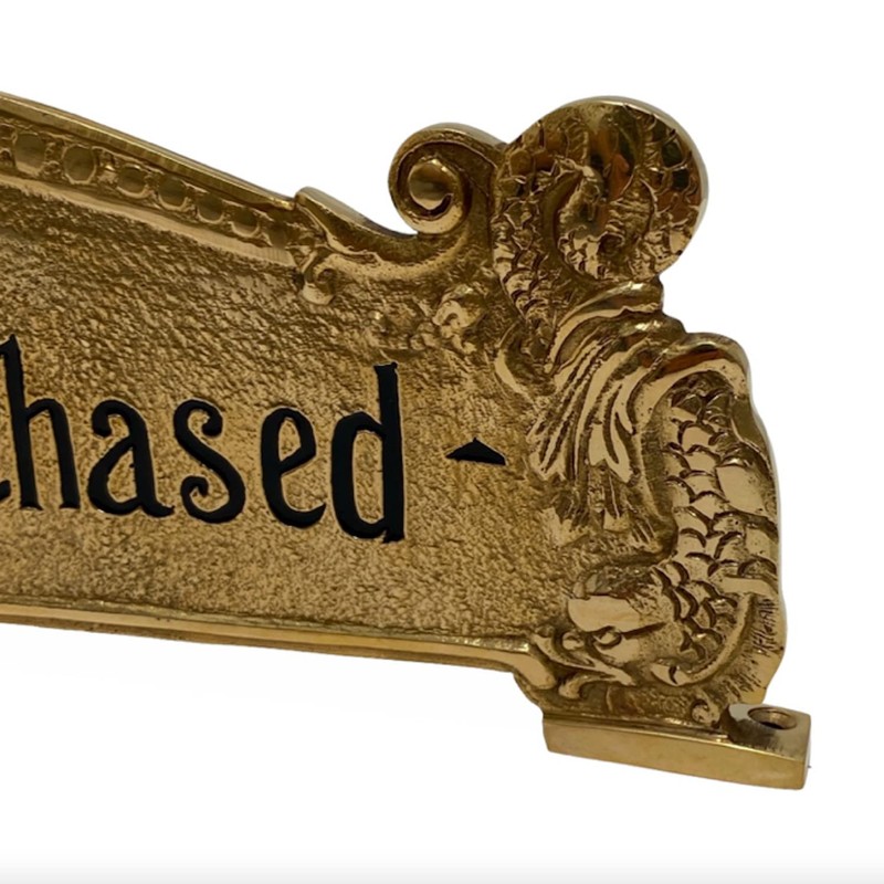 Amount Purchased Brass Cash Register Sign For Old Scroll Crank