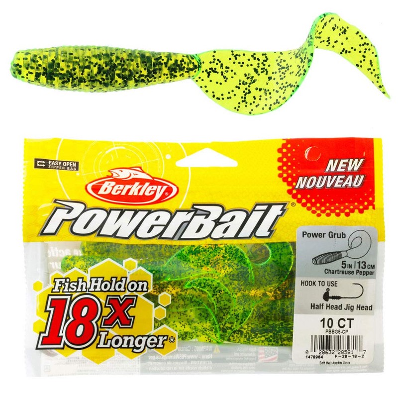 Berkley 1478964 Powerbait Power Grubs Soft Bait, 5" Bait Length,
