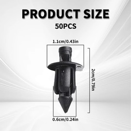 Pack of 50 6 mm expansion rivets, plastic, plastic rivets, cladding fastenings, clamps, expansion rivets, 6 mm, replacement for car, Honda, Yamaha, Suzuki, Kawasaki, black