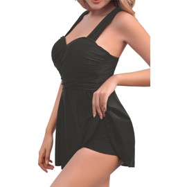 COCOPEAR - Traje de baño elegante cruzado de una pieza para mujer, Negro mate #1, Small, CH