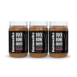 Fatworks Gourmet Cage-Free Duck Bone Broth, Ramen Flavor, Keto, Paleo, Collagen Rich, Preservative Free, 3 pack of 15 oz. Jars