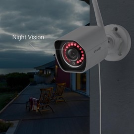 Zmodo 1080p Full HD Outdoor Wireless Security Camera System, 4 Pack Smart Home Indoor Outdoor WiFi IP Cameras with Night Vision, Plug-In, Compatible with Alexa