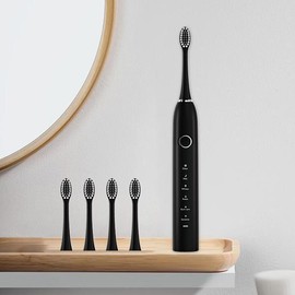 Tvdoei 2Pack Black & White Electric Toothbrush with 8 Brush Heads, IPX7 Waterproof 6 Modes 42000vpm with Smart Timers, Sonic rechargeable Toothbrush - Color: NEW-1pack Black