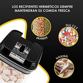 Juego de 7 Contenedores Herméticos para Almacenamiento de Alimentos Recipientes Libres de BPA y Tapa Abre-Facíl con Etiquetas para Identificar        