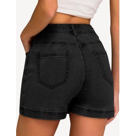 IWD Jean Skorts for Woman 2025 Trendy High Waisted Y2k Mini Skirt Stretchy Denim Shorts Skort Country Concert Outfits (Denim Black, Medium)