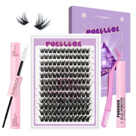 Individual Lashes Kit Cluster Eyelashes Kit Lash Bond and Seal, Clusters Lash Glue Remover and Eyelash Tweezers for Eyelash Extensions at Home