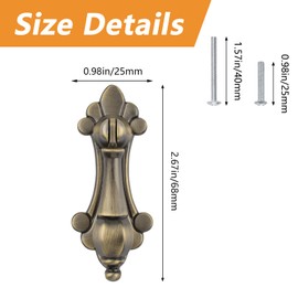 MOROBOR Vintage Pendant Pulls, 4pcs Carved Zinc Alloy Knobs Bronze Single Hole Handle for Cabinets Wardrobe Cupboard Closets Drawer Door Furniture Decorative