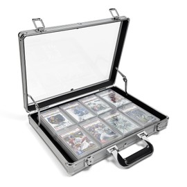 Notwoe® 16"x12" Card Display Case,Table Top Baseball Card Display Case Aluminum Acrylic Lockable,Portable Trade Show Display Case,for Sports Card/TCG/Jewelry Collection.