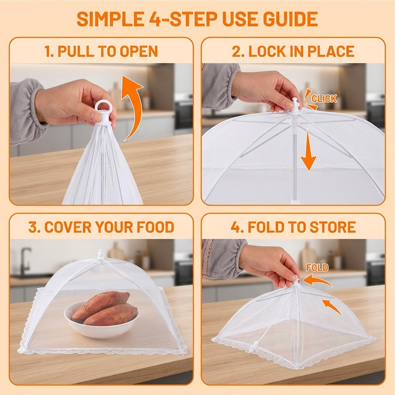 3 Mesh Food Covers Pop Up, Reusable 12 Inch Collapsible