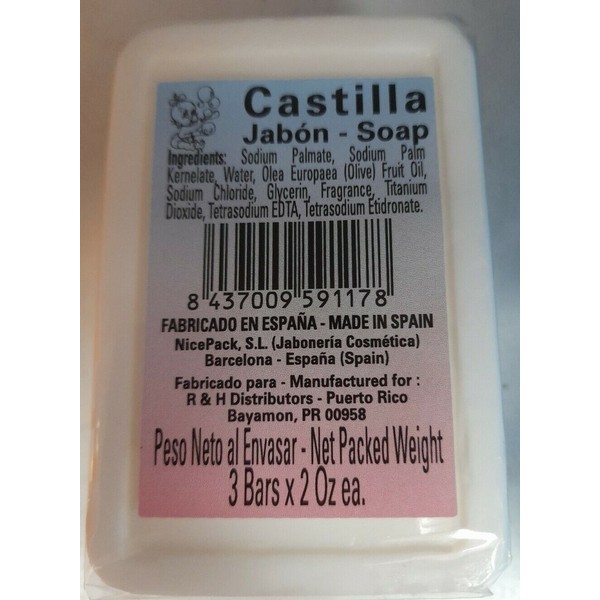 New 3 Jabon Castilla Castile Soap Bars BABY Made in Spain 2 oz Each
