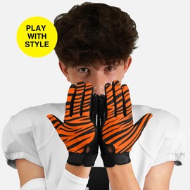SLEEFS Adult Football Gloves for Men & Women - Wide Receiver Football Gloves with Sticky Grip for Catch Control - Lightweight, Breathable Fit - Durable Glove, Small