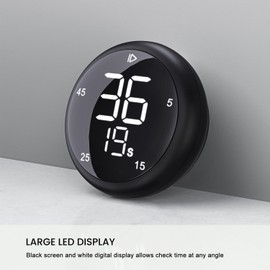 Küchen Timer, Smart Produktivität Timer, Magnetischer Digitial Timer, Schreibtisch Timer im Klassenzimmer, ADHD Timer für Kinder, Countdown Timer mit 5 15 25 45 Mins Shortcut Einstellung (schwarz)