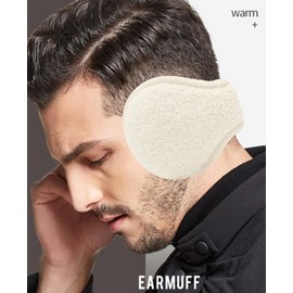 Eliewai Men Ear Muffs for Winter Adjustable & Foldable Big Size Earmuffs Faux Berber Fleece Outdoor Women Ear Warmers (haze blue)