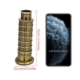 SCSpecial Metallic Leaning Tower of Pisa Statue 6 Inch Souvenir Figurines Tower Model Kit for Home Decoration, Party (15cm)