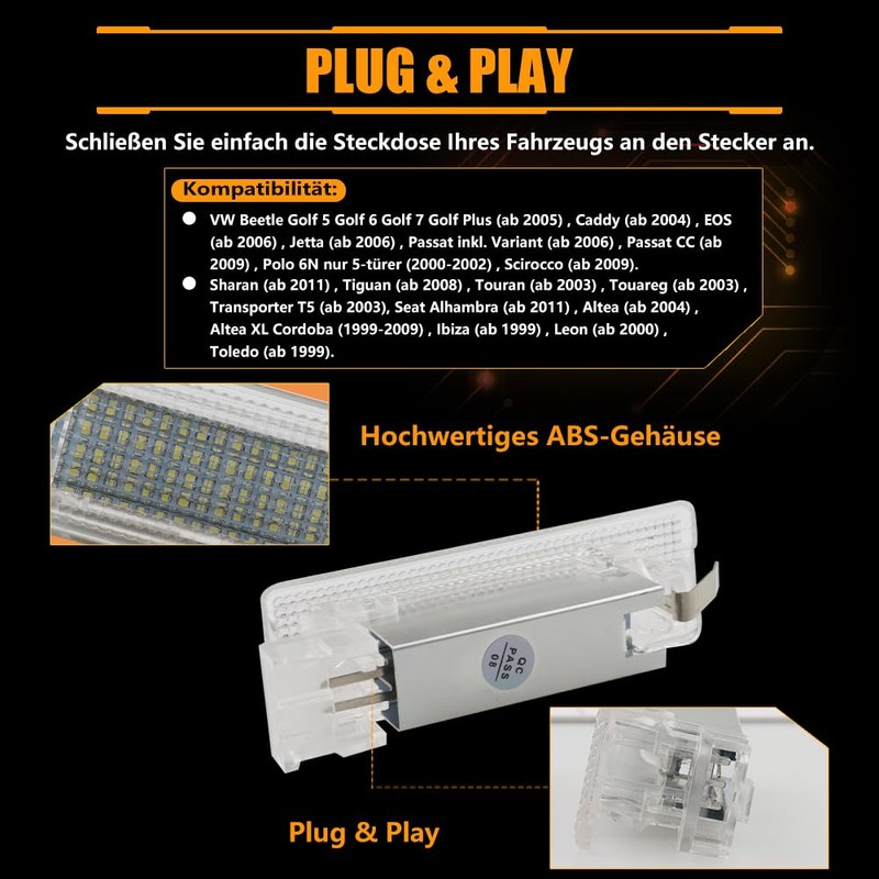 GSOWO LED Car Boot Lighting Xenon White Plug & Play