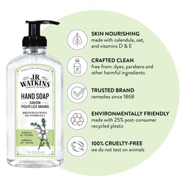 J.R. Watkins Liquid Hand Soap With Dispenser, Moisturizing Hand Soap, Alcohol-Free Hand Wash, Cruelty-Free, USA Made Liquid Soap For Bathroom and Kitchen, Neroli & Thyme, 11 Fl Oz, 3 Pack