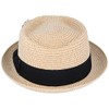 MAZ Summer Straw Diamond Crown Pork Pie Hat - with