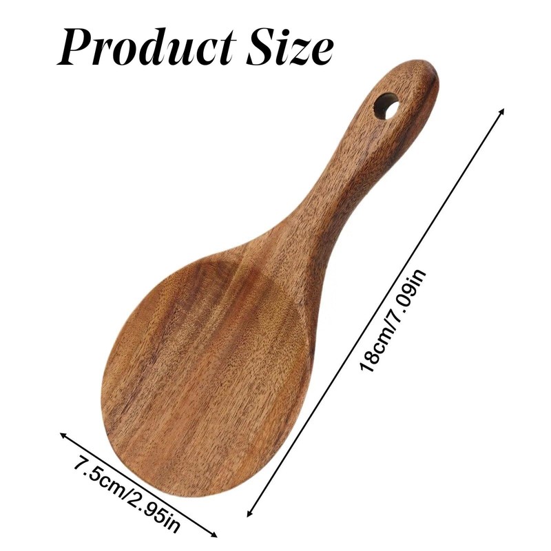 Natural Wood Rice Paddle Non-Stick Wooden Paddle Serving Spoons Rice