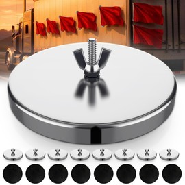 AIYOTAR 8Pcs Flag Magnets for Truck Heavy Duty Magnetic Flag Holder DOT Compliant 100LBS+ Strong Round Base Magnet for Oversize Load Sign Banners & Wire Loop Flags & Trailer Car LED Light Cameras