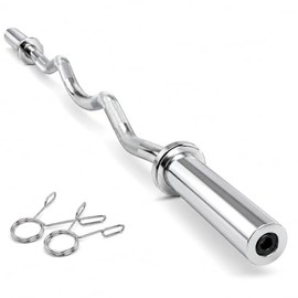 Bluelander Barra Z Olímpica 1.2 m con Collarines, Barra para Pesas de Acero, 2.5 cm de Diámetro, Agarre Antideslizante, Barra Z para Ejercicio y Entre
