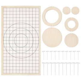 OLYCRAFT Macrame Coasters DIY Set Wooden Coaster Sets Round Macrame Cutting Shapes Round Macrame Wall Hanging Tool with Board 20 Pieces 2 Styles T Shaped Pens 6 Coater Cutting Templates