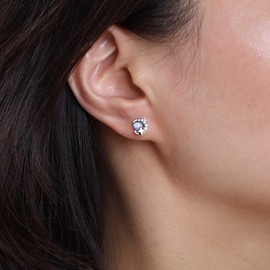 Cimenexe Bohemian Crystal Opal Half Moon Earrings Silver CZ Moon Earrings Blue Moonstone Star Oval Stud Earrings Tiny Rhinestone Moon Star Earrings Jewellery for Women and Girls Gifts, Zinc, No