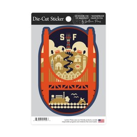 Die Cut Sticker San Francisco, California, Icons of The City, Contour Vinyl Sticker 3 to 6 inches, (Waterproof Decal for Cars, Water Bottles, Laptops, Coolers), Large