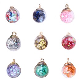 Hoshisea 100 Pieces Glass Ball Pendants for Bracelets, Chain Pendants, Suitable for DIY, Crafts and Earring Making, Glass