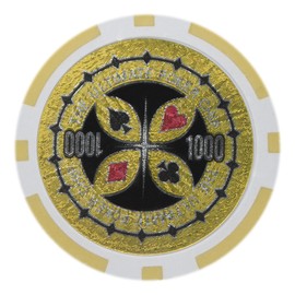 Brybelly Holo Inlay Poker Chips Heavyweight 14-Gram Clay Composite - Pack of 50 ($1000 Yellow)